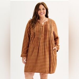 Sonoma Brown Plaid Dress